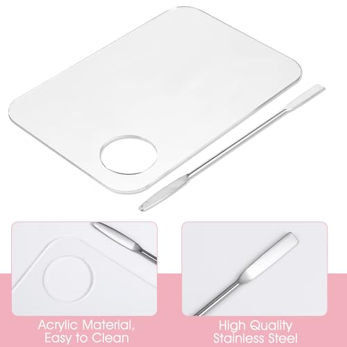 12 Pack Acrylic Cosmetic Palette with 12 Spatulas, Clear Makeup Mixing Tray for Foundation, Eye Shadow, Nail Art, Pigment Blending - style: Rectangle