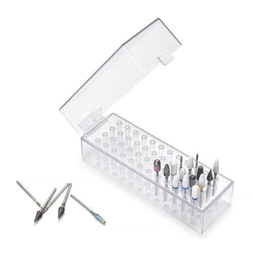 Nail Drill Bits Holder 48 Holes Drill Bits Organizer Case Clear