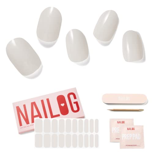 NAILOG Semi Cured Gel Nail Strips 20Pcs White Gel Nail Stickers - Blanc - color: Blanc