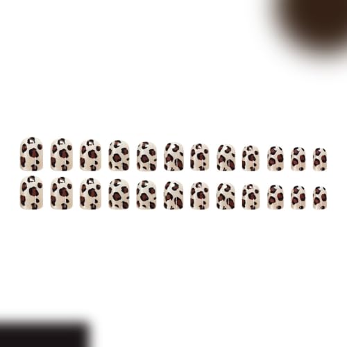 Leopard Press on Nails Short Square - Cat Eye - color: D-69