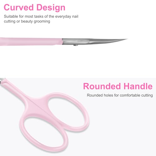 CGBE Cuticle Scissors, Extra Fine Curved Eyebrow Scissors, Pink - color: Pink
