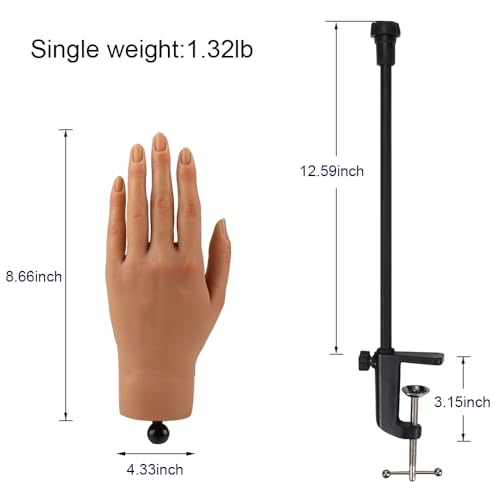 Nail Pratice Training Hand for Acrylic Nails with Stand Bracket,Soft Silicone Maniquin Hand, Flexible Bendable Nail Practice Fake Hand for Nails Art Practice Tool - color: 3#, size: Left Hand