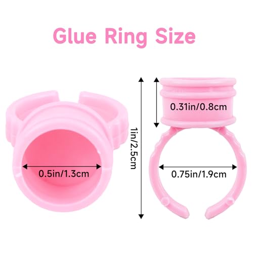 G2PLUS Glue Rings for Eyelash Extensions, 100pcs Disposable Lash Rings for Pigment, Baby Pink Eyelash Glue Holder, Makeup Plastic Glue Cup for Nail Art and Tattoo - color: Pink-M