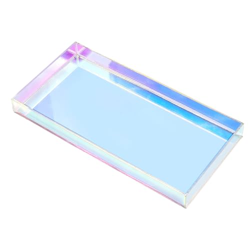 ROYALITA Iridescent Acrylic Vanity Tray, Small Acrylic Trays Spill Proof - size: 10" x 5" x 1"