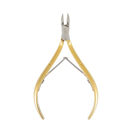 Professional Hard Steel Cuticle Nipper - D-501, Precision Nail Tech Nipper with Gold and Grey Plated Double Spring Jaws - Lap Joint Construction for Superior Performance. - color: Gold - 2 Spring
