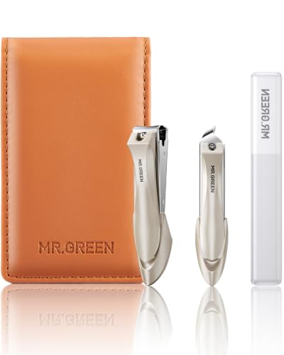MR.GREEN 3Pcs Nail Clipper Set, Portable Anti-Splash Nail Clippers Care Kit - color: Classic Brown