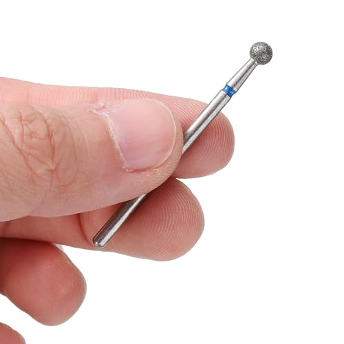 HARFINGTON 10pcs 120-140 Grits Diamond Grinding Bit 4mm Ball Head 2.35mm Shank 4mm Length Stone Sanding Drill Bits Rotary Tool for Ceramic Glass Nails Grinding Polishing - color: Blue, size: 4mm