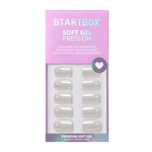 BTArtbox Press On Nails, Short Square White Fake Nails, 32Pcs Full Kit - color: A-Vanilla Glazed