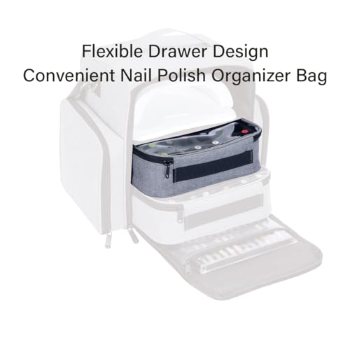 Small Clear Nail Polish Organizer Holds 30 bottles(15ml-0.5fl.oz) Nail Polish Case Multifunctional Nail Polish Bag organizer, Cosmetic Travel Makeup Cases for Women Grey - color: Grey, size: 1Pcs-30 bottles