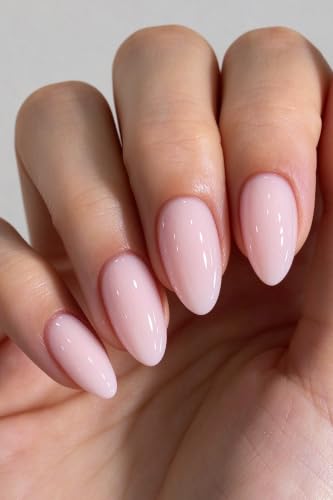 AzureBeauty Short Almond Press On Nails, Milky Pink, 32 Pcs 16 Sizes - color: A-Milky Pink