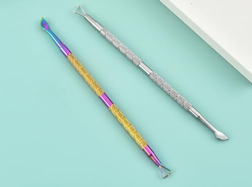 Gel Nail Remover Tool, Cuticle Pusher for Women, Dual-end Dead Skin Nail Pusher Nail Dirt Cleaner Tool, 410 Stainless Steel,No.02.1 - color: CP No.02.1-Silver 1Pc