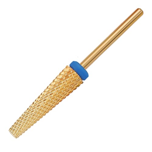 Super Long 5 in 1 Nail Drill Bits, Professional 3/32'' Carbide Tungsten Two Way Rotary Nail Cleaner Nail Bits, Suitable for Manicure Pedicure Cuticle Gel Polishing Acrylic Nails(Gold, Medium-M) - color: Gold, size: Medium-M
