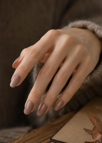NAILOG Semi Cured Gel Nail Strips 20Pcs Nude Brown Nail Stickers - Heather - color: Heather