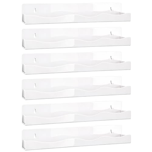 15" Nail Polish Wall Rack 6 Pack, Wall Mounted Organizer Holds 66+ Bottles - color: White-standard