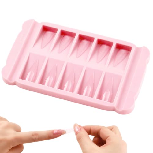 Nail Tip Tray, 10 Slot Press On Nail Tip Holder & Organizer - color: Foggy Pink