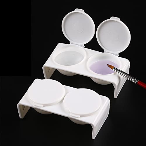 1 Piece Double Cup Nail Art Cup Bowl Acrylic Liquid Powder Dappen Dish Liquid Powder Dappen Container Holder for Nail Art Tools