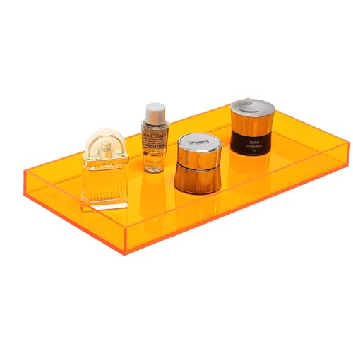 ROYALITA Acrylic Tray for Countertop, Guest Towel Holder Tray for Bathroom - color: Orange