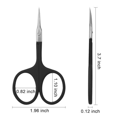 CGBE Cuticle Scissors, Extra Fine Curved Eyebrow Scissors, Black - color: Black