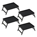 Youpehom Bamboo Bed Tray Tables with Folding Legs, Medium, 4-Pack, Black - color: Black-4 Pack, size: Medium