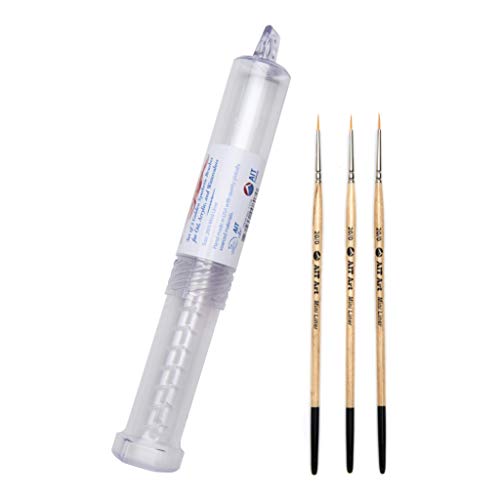 AIT Art Mini Liner Detail Paint Brushes, Size 20/0, Pack of 3, Handmade in USA for Trusted Performance Painting Small Details with Oil, Acrylic, and Watercolors - size: 20/0