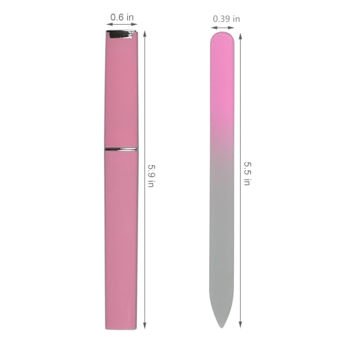 Glass Nail File, with Case, Nail Files for Natural Nails, Double-Sided Etched Gentle Nail Care, Women or Adults, Unique Gifts,1 Piece,Silver 0.12x0.39x5.5 in - color: Silver