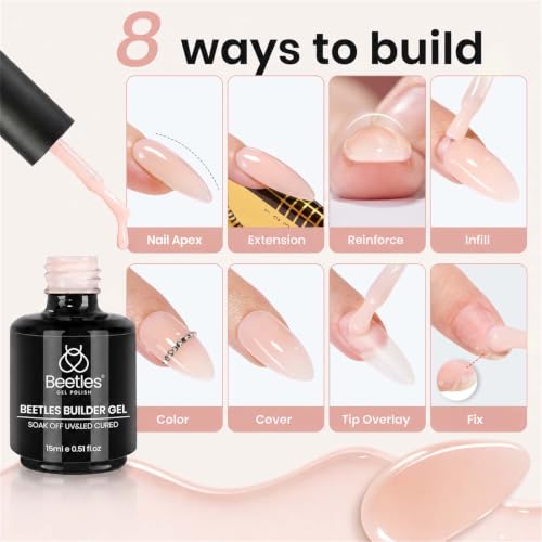 Beetles Builder Gel for Nails,8 in 1 Jelly Nude Color - color: B - Sheer Light Nude