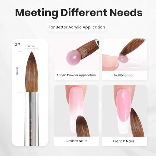 Beetles Pro 1-Pcs Acrylic Nail Brush – Professional Pure Kolinsky Bristles - color: C-Silver-02