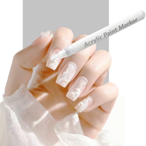 Nail Art Pen, 0.7mm Fine Tip Nail Polish Marker, Quick Dry Nail Paint Pen for DIY Drawing, French Manicure，Salon Style Nail Designs - 1 PCS (White) - size: White