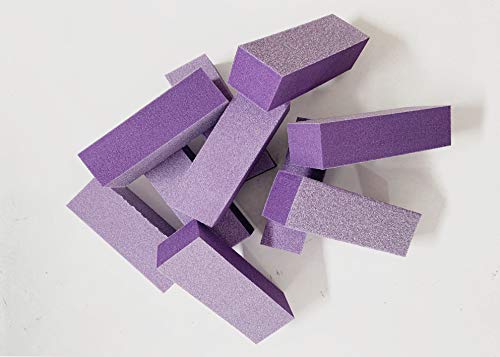 Nail Buffer Block 100/100/60 Grit 3 Way Nail Buffing Sanding Block Professional Nail Polisher Manicure Tool (Purple, 5 Pcs) - size: 5pcs