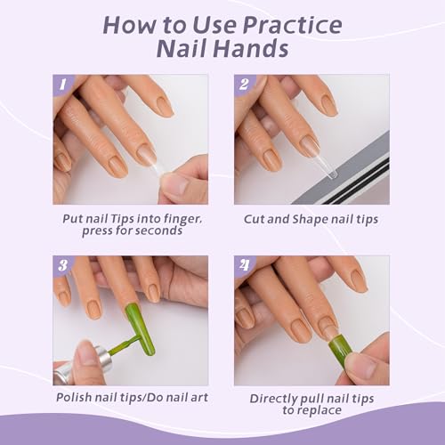 Realistic Silicone Practice Hand for Acrylic Nails, Flex Fingers - color: Suction Cup Stand Color 3 Prominent Bone Contours
