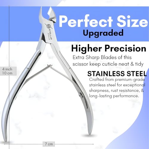 5-in-1 Cuticle Trimmer Set – Professional Cuticle Nipper, Scissors, Pusher, Tweezer & Nail File – Stainless Steel Manicure Pedicure Kit for Women, Salon & Home Nail Care (Silver) - color: Silver