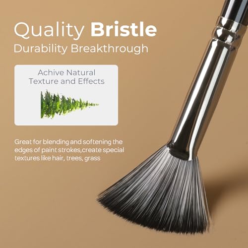 Nicpro 10 PCS Fan Paint Brush Set, Paint Brushes for Acrylic Painting - size: 10PCS - Fan