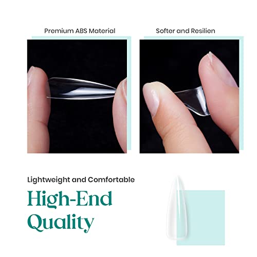 Beetles Gel Nail Tips Clear, Stiletto Medium, 500Pcs 10 Sizes Pre-Shaped - color: Medium Stiletto 500pcs (Clear)