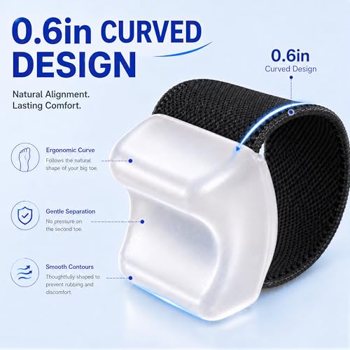 6 Pack Gel Toe Separators for Overlapping Toes, Big Toe Spacers,3 Size - color: Black, size: MIDDLE: WOMEN(8.5-10)/MEM(7-9)