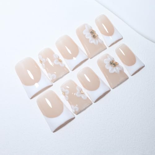 Handmade Duck French Press On Nails | Reusable & Salon Quality (O902, M) - color: O902, size: M