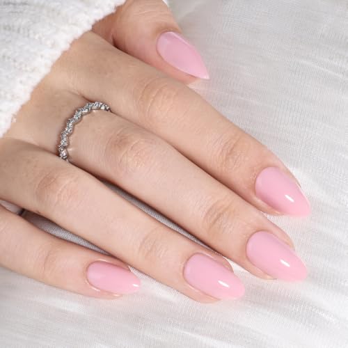 Nude Pink Press On Nails Almond - Light Pink Nails Fake Nails - color: 1F - Blush Peach