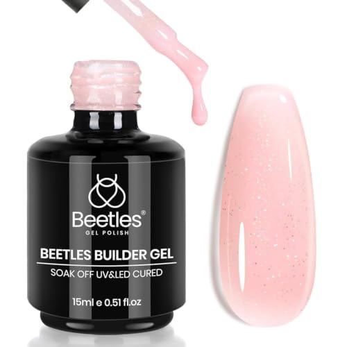 Beetles Builder Gel for Nails, 8 in 1 Shimmer Pink Glitter Builder Nail Gel - color: H - Glitter Pink