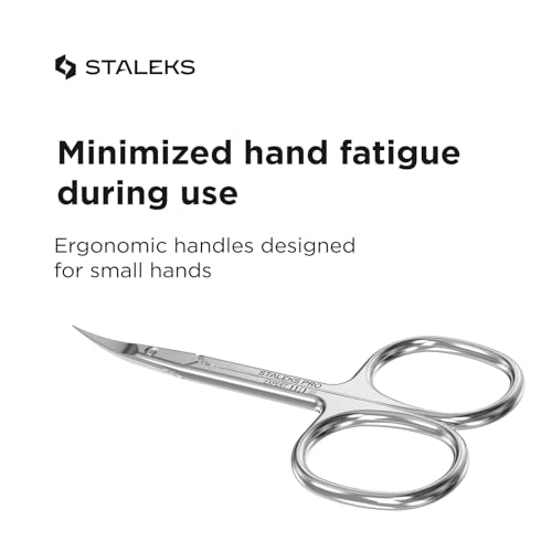 STALEKS PRO Expert 11 Left-Handed Cuticle Scissors, 18 mm Curved Blades - size: S