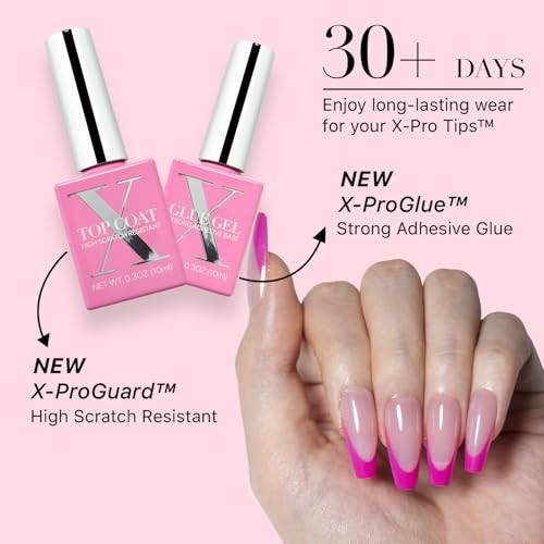 SXC Cosmetics French Tip Press On Nails – 5 Pink Series, Medium Coffin, X-Pro Tips Starter Kit | 150PCS, 15 Sizes, 5 Styles, Beginner-Friendly - color: Pink - M Coffin