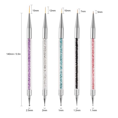10Pcs Nail Art Brushes Set, AIBEE 5pcs Silicone Nail Tools & 5pcs Nail Liner Brushes with Dotting Tools for Nail Design Home Salon