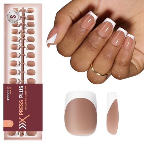 Beetles French Tip Press On Nails - Brown Short Square 150 Pcs - color: 4 - Brown French - S - 01