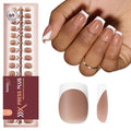 Beetles French Tip Press On Nails - Brown Short Square 150 Pcs - color: 4 - Brown French - S - 01