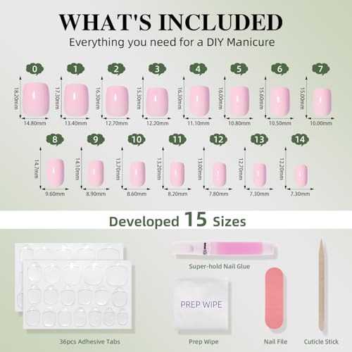 Pink Press On Nails Square - Pink Short Square Fake Nails - color: 1G - Girly Pink