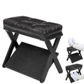 Foot Rest Under Desk at Work, Solid Wood Double Step Footrest - color: Deep Black