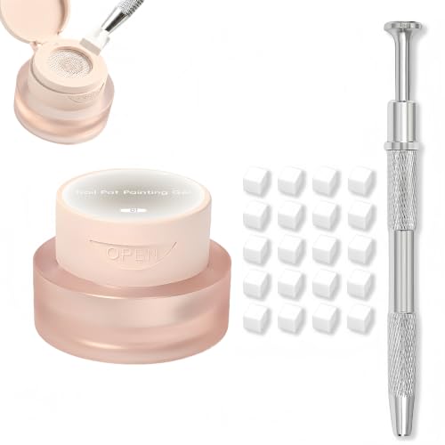 NovaCharm Nail Ombre Sponge Kit, Elastic Mesh Cushion Painting Gel with Dual-Ended Sponge Holder Pen and 20 Replacement Sponge Cubes, Aura Blush Gradient Nail Art Set - color: White