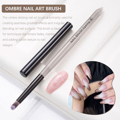 Ombre Nail Brush (Oblique), Gradient Nail Art Brushes, Gel Nail Polish Brush, Nail Art Design Painting Tools for Salon & Home, Nail Artists & DIY Enthusiasts - color: Angled Ombre Brush