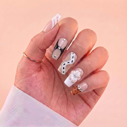 Handmade Medium Taper Square Press On Nails|Reusable & Salon QualityO932, S - color: O932, size: S