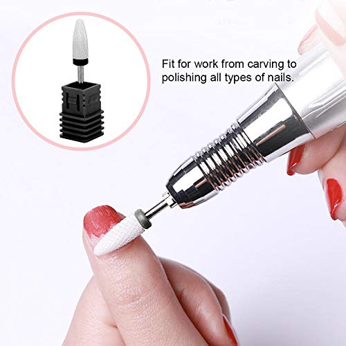 Ceramic Nail Drill Bit, Corn Shape 6.6mm, Black Coarse - color: Black