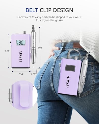 AIRSEE Rechargeable 30000RPM Electric Nail Drill,Salon Home Use,E8 Purple - color: E8 Purple