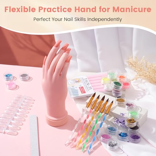 Nail Kit for Beginners with Everything: Practice Nail Hand &Gift Bag - color: Silver